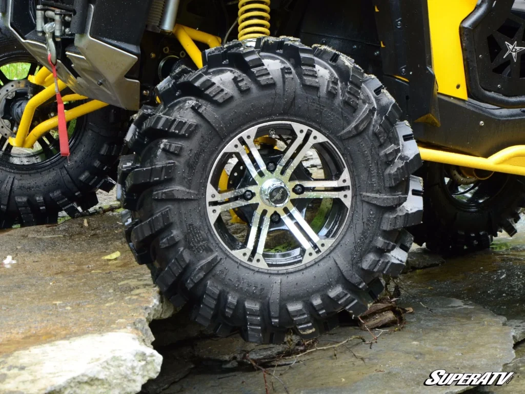 Close up shot of SuperATV's Intimidator All Terrain tires.