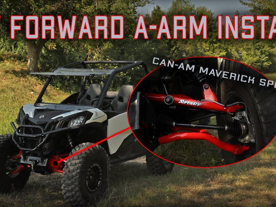 A Can-Am Maverick Sport with SuperATV high-clearance A-arms Installed