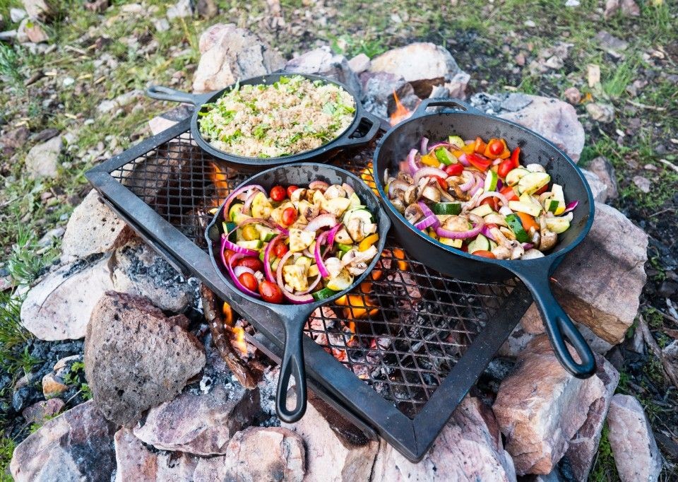 cooking food over fire pit