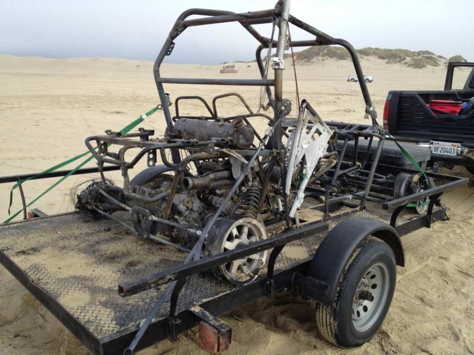 Burnt RZR on trailer