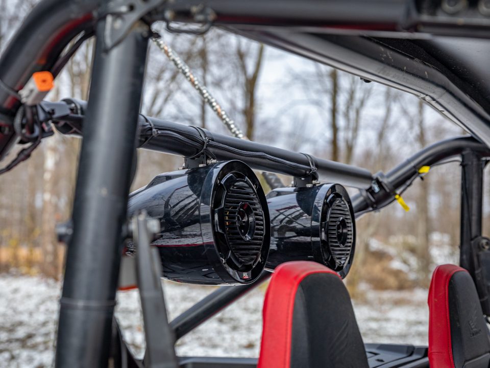 Rear wakeboard speakers installed on side by side