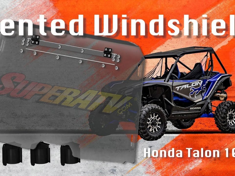 A SuperATV Vented Windshield installed on a Honda Talon 1000