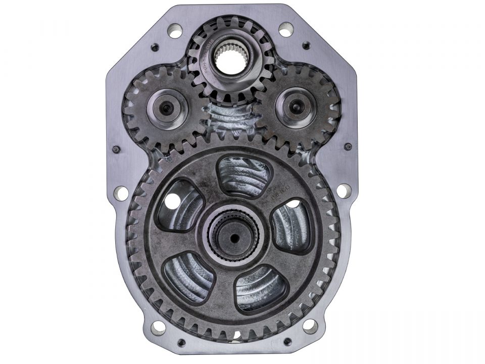A 6" GDP dual-idler portal opened and showing the idler gears