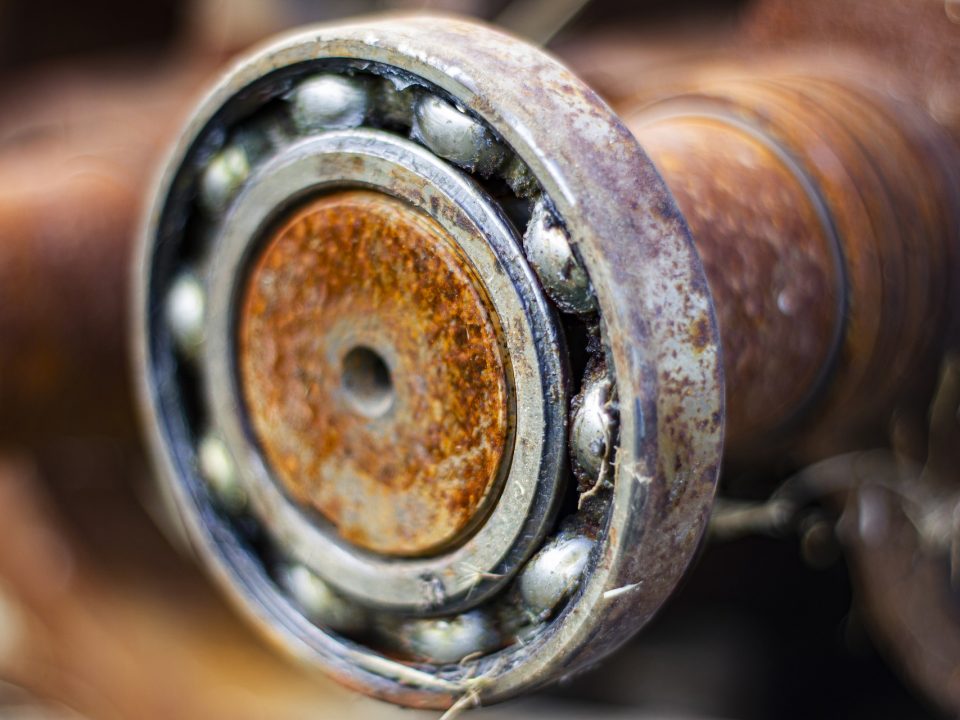 An old wheel bearing in bad condition.